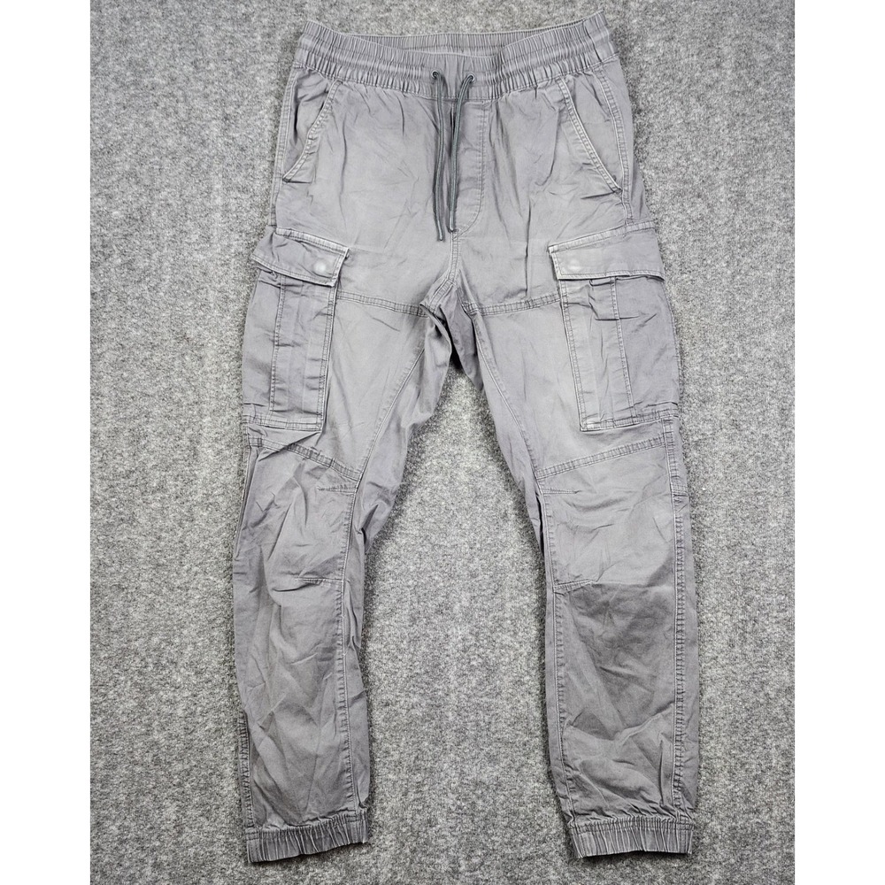 H&M Cargo Joggers Mens Small Gray Slim Fit Elastic Waist Tapered Pants